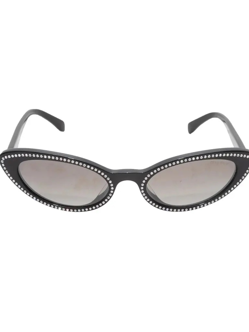 Miu Miu Black Cat-Eye Sunglasses with Rhinestone Trim